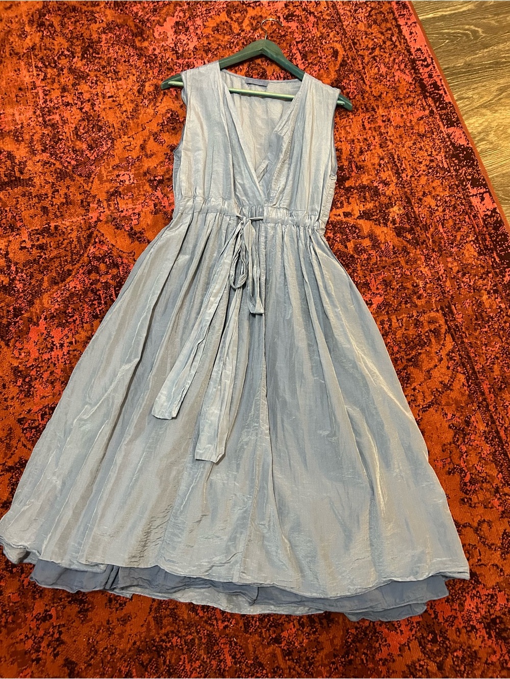 CP Shades Julia Blue Dress Size Small Silk Cotton Sleeveless Tie Waist USA Made
